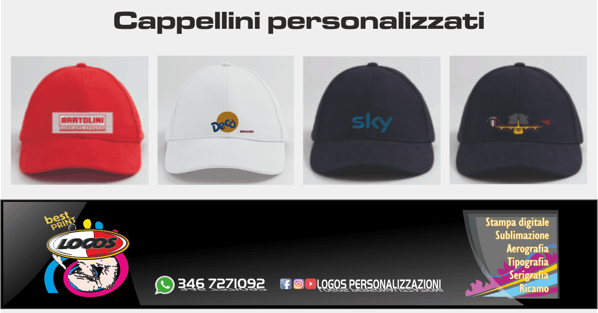 cappellini ricamati • Logos Personalizzazioni cappellini ricamati 